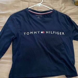 Tommy Hilfiger blue long sleeve waist line shirt